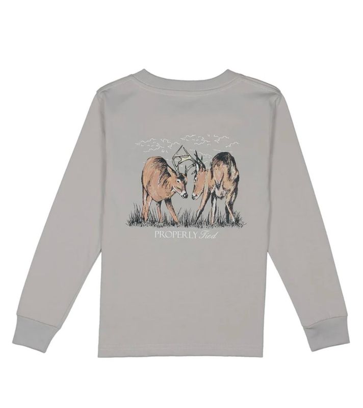 Properly Tied Trophy Season L/S Tee- Ice Gray