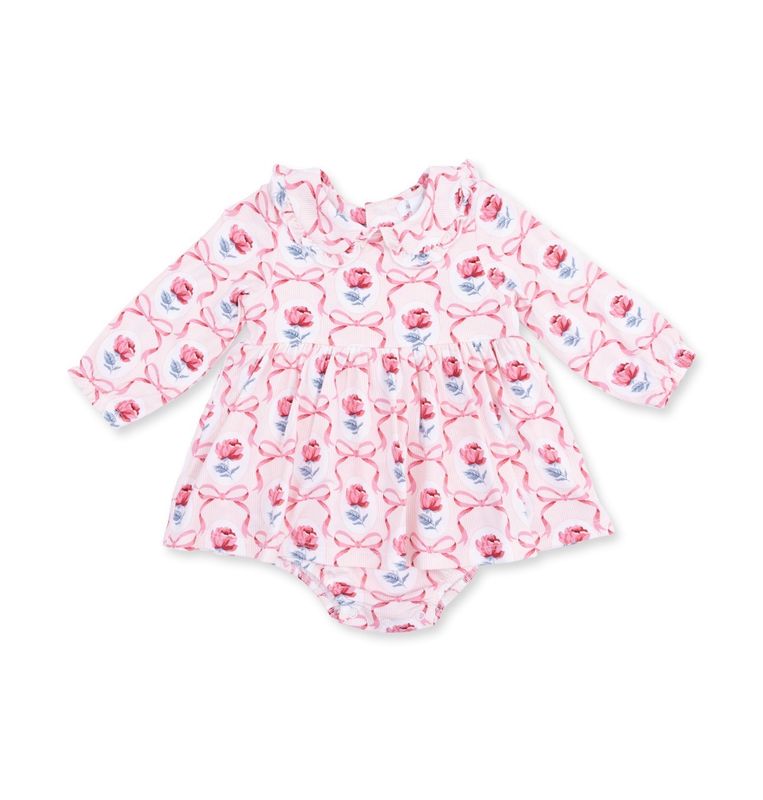 Leslie Rose - Long Sleeve Peter Pan Ruffle Collar Bubble with Skirt