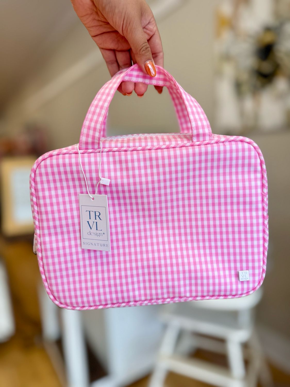 TRVL Carry All Bag- Pink Gingham