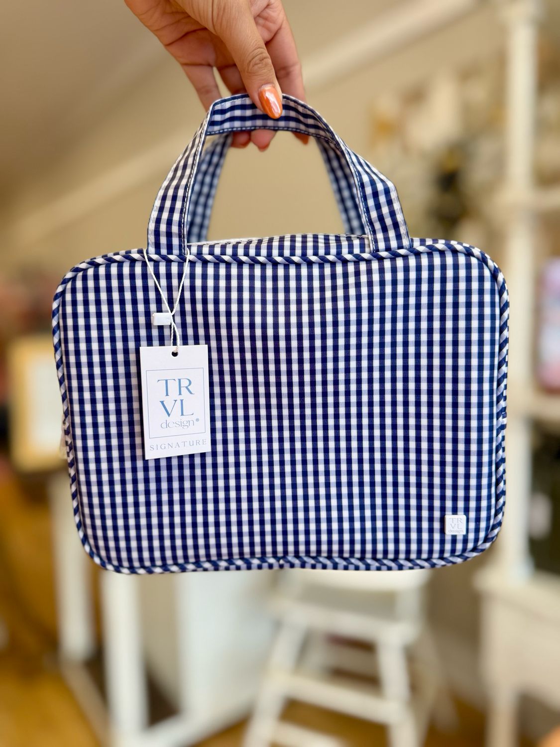 TRVL Carry All Bag- Navy Gingham