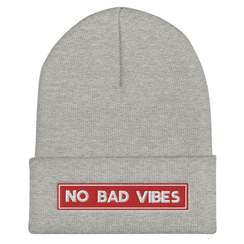 No Bad Vibes Cuffed Beanie