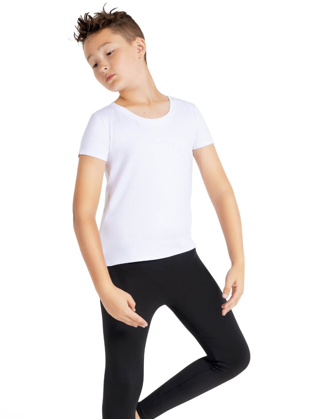 Boys' White Crew Neck Tee