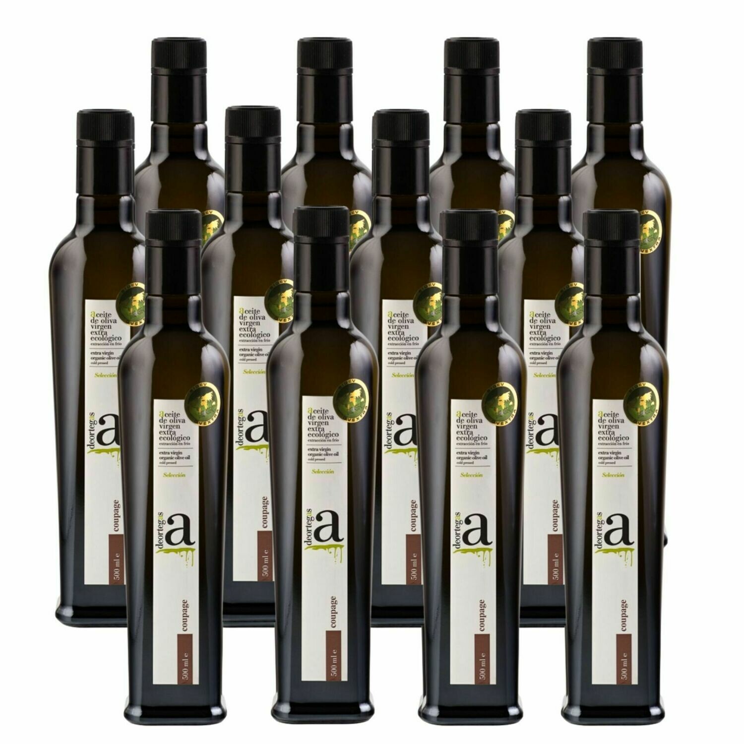 12 botellas 500ml Aceite de Oliva Virgen Extra Coupage ecológico Deortegas