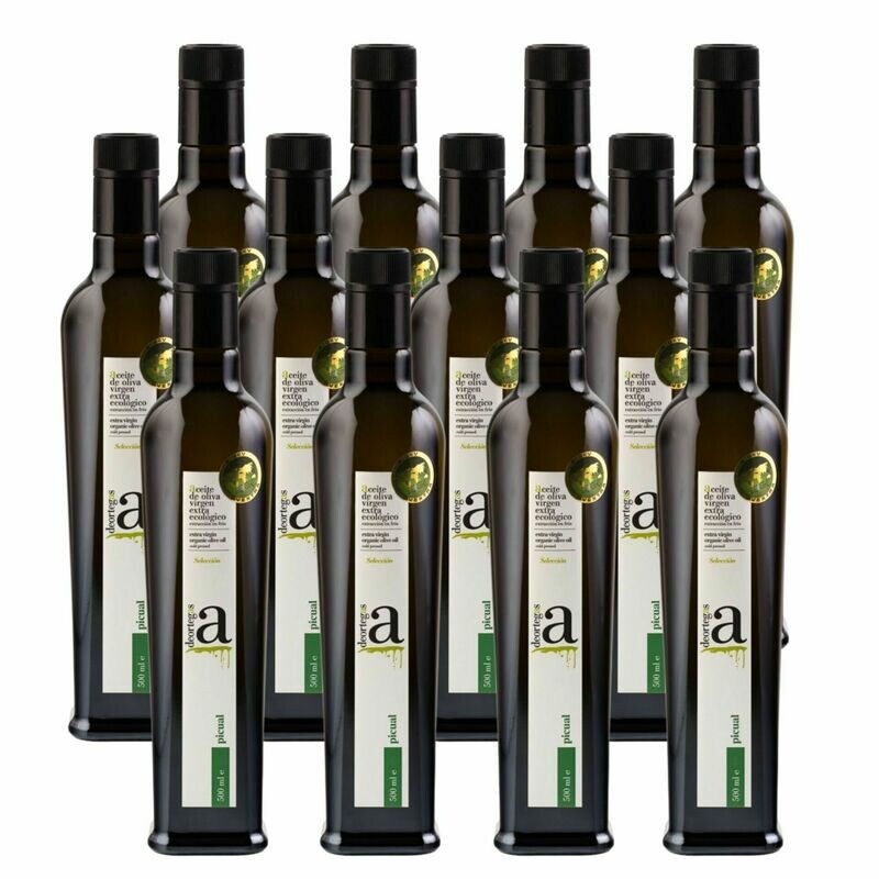 12 botellas 500ml Aceite de Oliva Virgen Extra Picual ecológico Deortegas