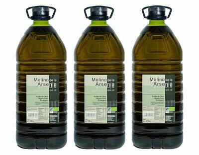 3 garrafas Aceite de Oliva Virgen Extra Ecológico 5l Molino de la Arsenia.
