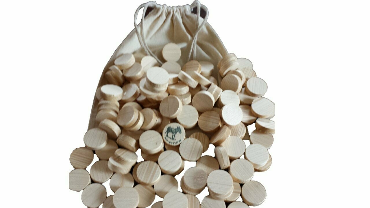 Eselspiel mit 120 Blanco  Spielsteine + 1 Esel Holzstein