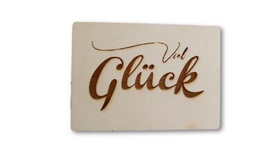 Holz Postkarte "Viel Glück"