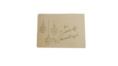 Holz Postkarte "Ein Zauberhaftes Weihnachtsfest"