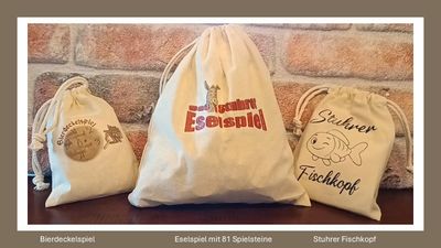 Spiel-Set ~ 1x Bierdeckelspiel ~ 1 Das Stuhrer Eselspiel mit 81  Steine ~ Stuhrer Fischkopf