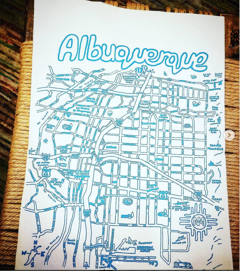 Albuquerque Map Tea Towel