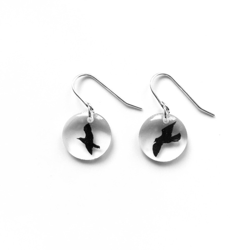 #32 Round Raven Earrings