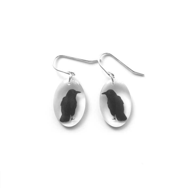 #26 Oval Crow Earrings