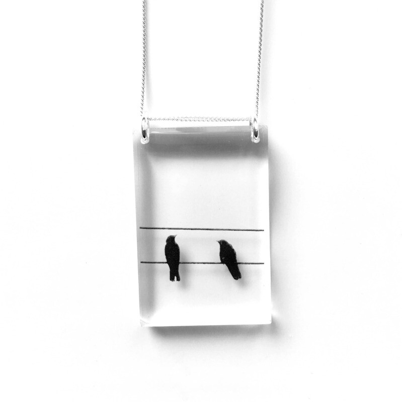 #12 Crows on Wire Necklace