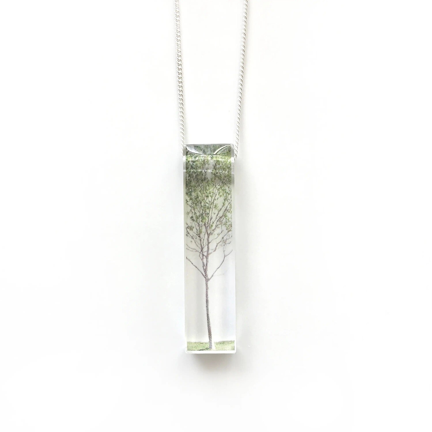#9 Skinny Green Tree Necklace