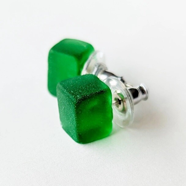 Cube Upcycled Glass Studs