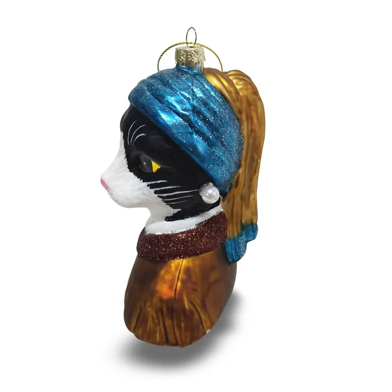 Cat with Pearl Earring Ornament