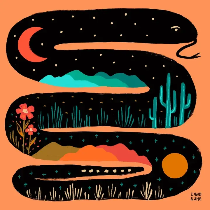 Inky Snake 8x8 Art Print