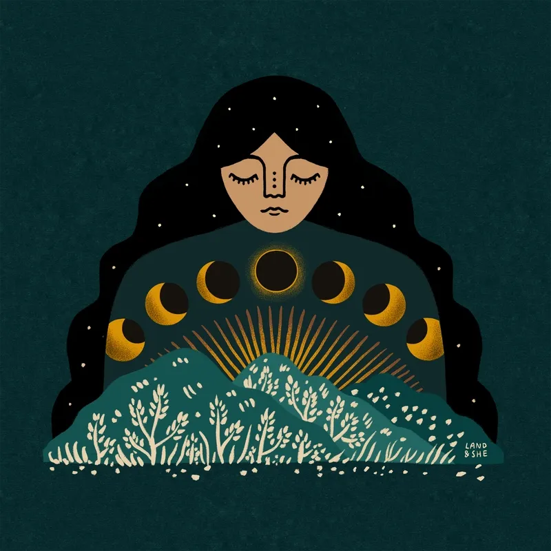 Solar Eclipse Lady 8x8 Art Print