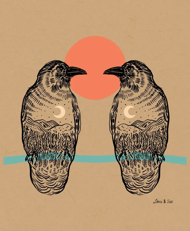 Two Ravens 8x10 Art Print