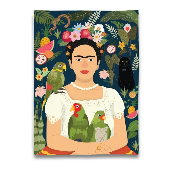 Frida with Parrot Tea Towel