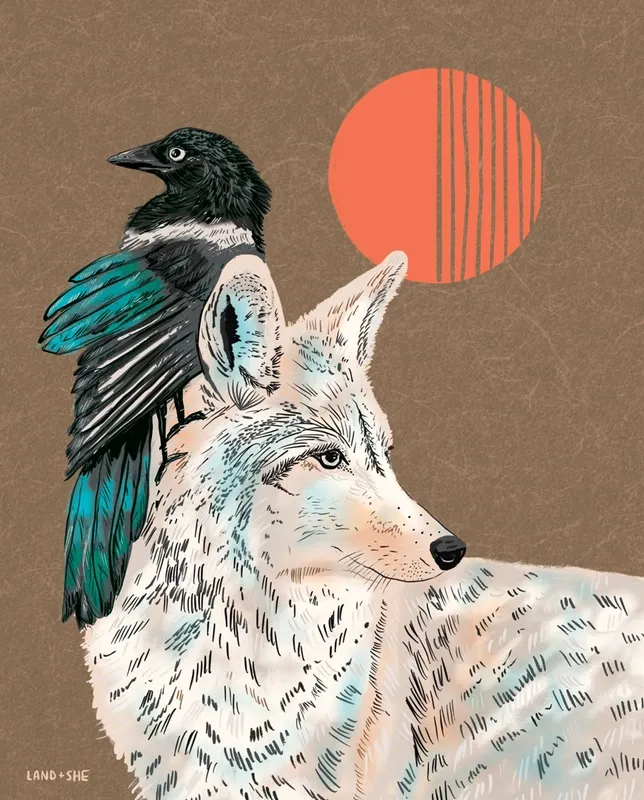 Coyote &amp; Magpie Art Print (8x10)