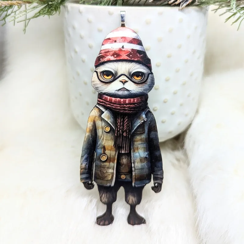 Hipster Cat Ornament