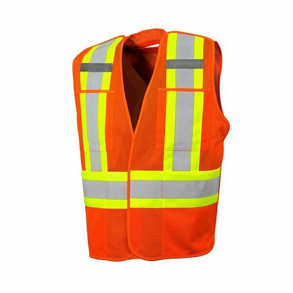 Mesh Traffic Vest, 4 Pockets, Colour: Orange