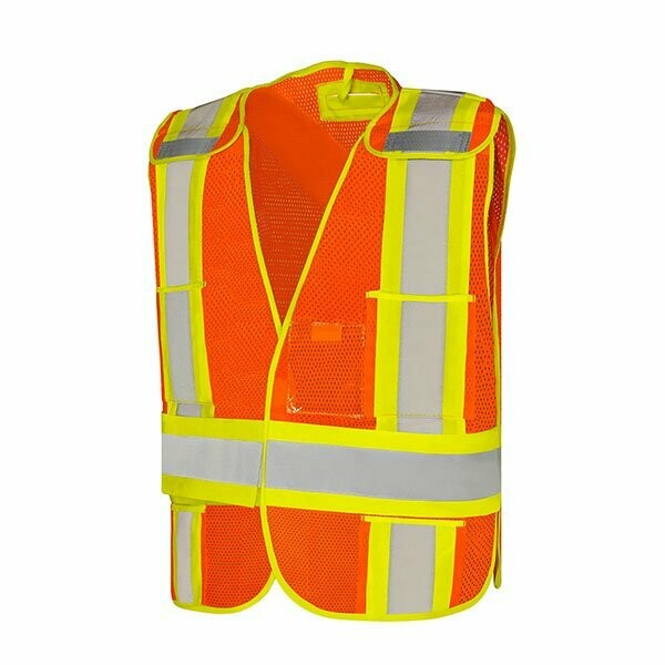 Mesh Traffic Vest, 5 Pockets, Colour: Orange