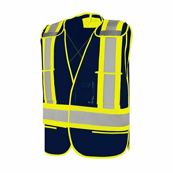 Solid Traffic Vest, 5 Pockets, Colour: Navy