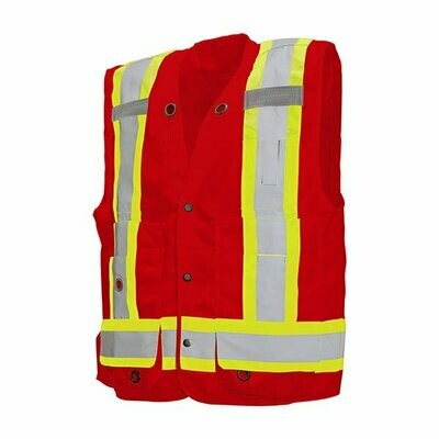 Deluxe Surveyor Vest, 17 Pockets, Colour: Red