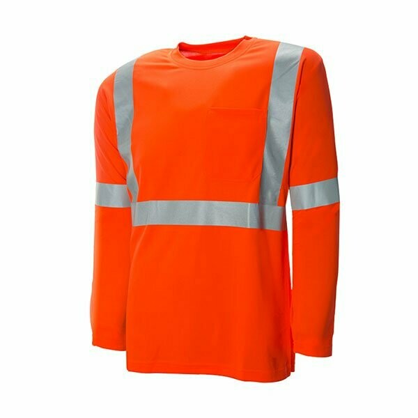 Long Sleeve Polyester Traffic T-Shirt, Colour: Orange