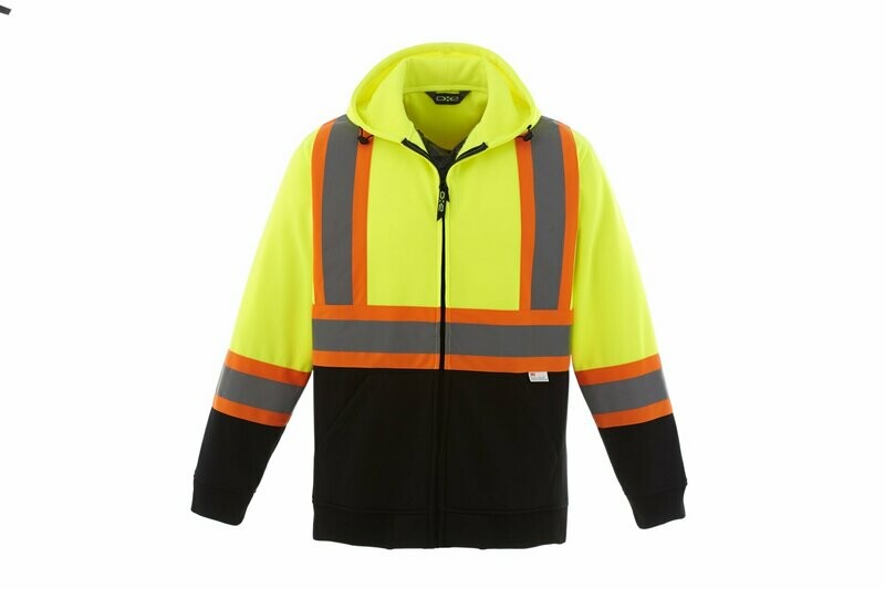 Men's High Visibility Full Zip Polyester Fleece Hoodie