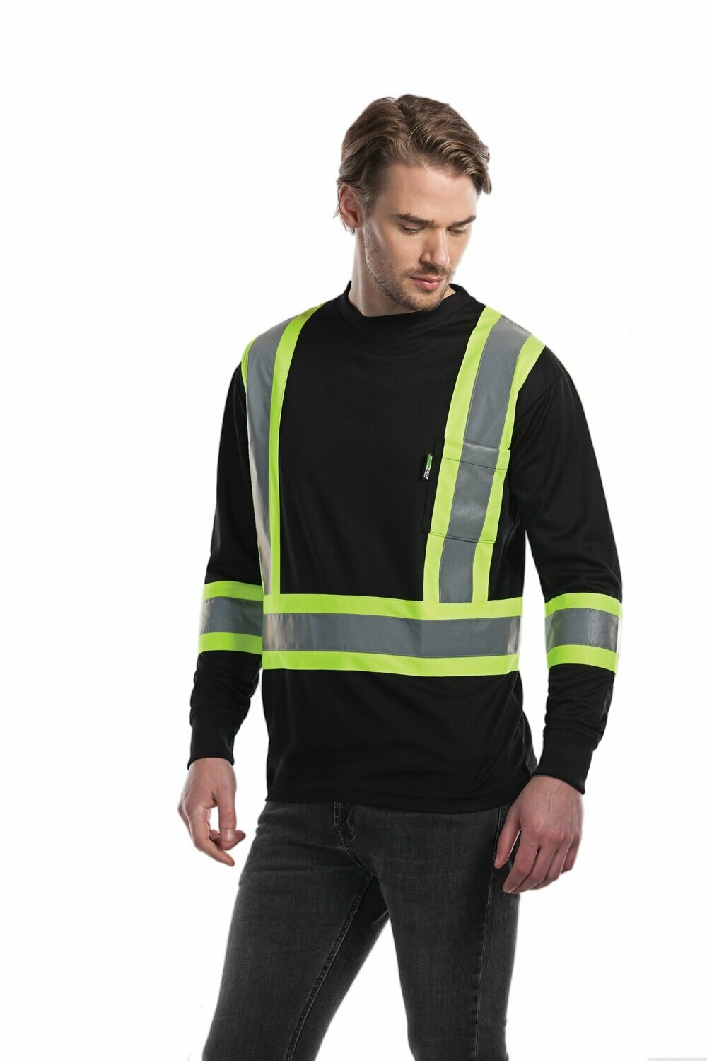 Long Sleeve High Visibility T-Shirt, Colour: Black