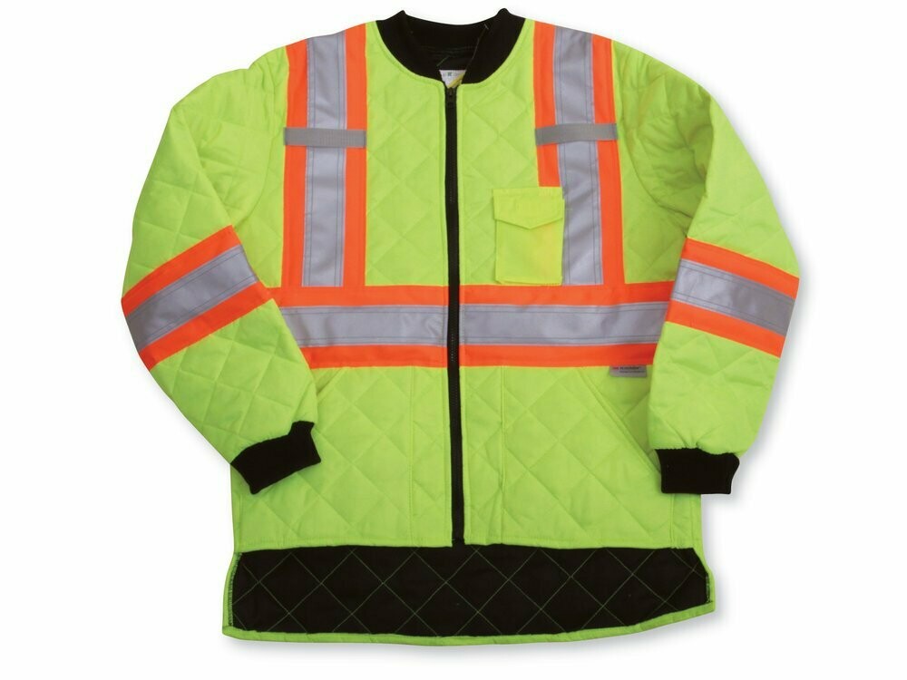 Quilt Polyester Traffic Safety Jacket, Colour: Lime Green