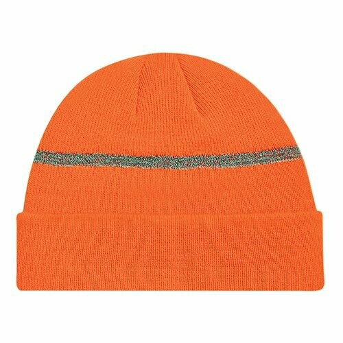 Acrylic Reflective Cuff Toque, Colour: Fluorescent Orange/Reflective Grey