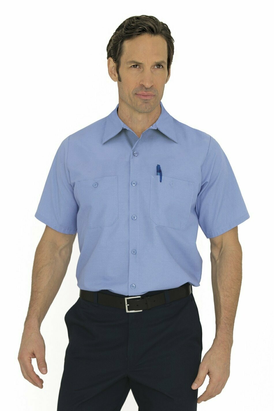 Red Kap Industrial Short Sleeve Work Shirt, Colour: Light Blue