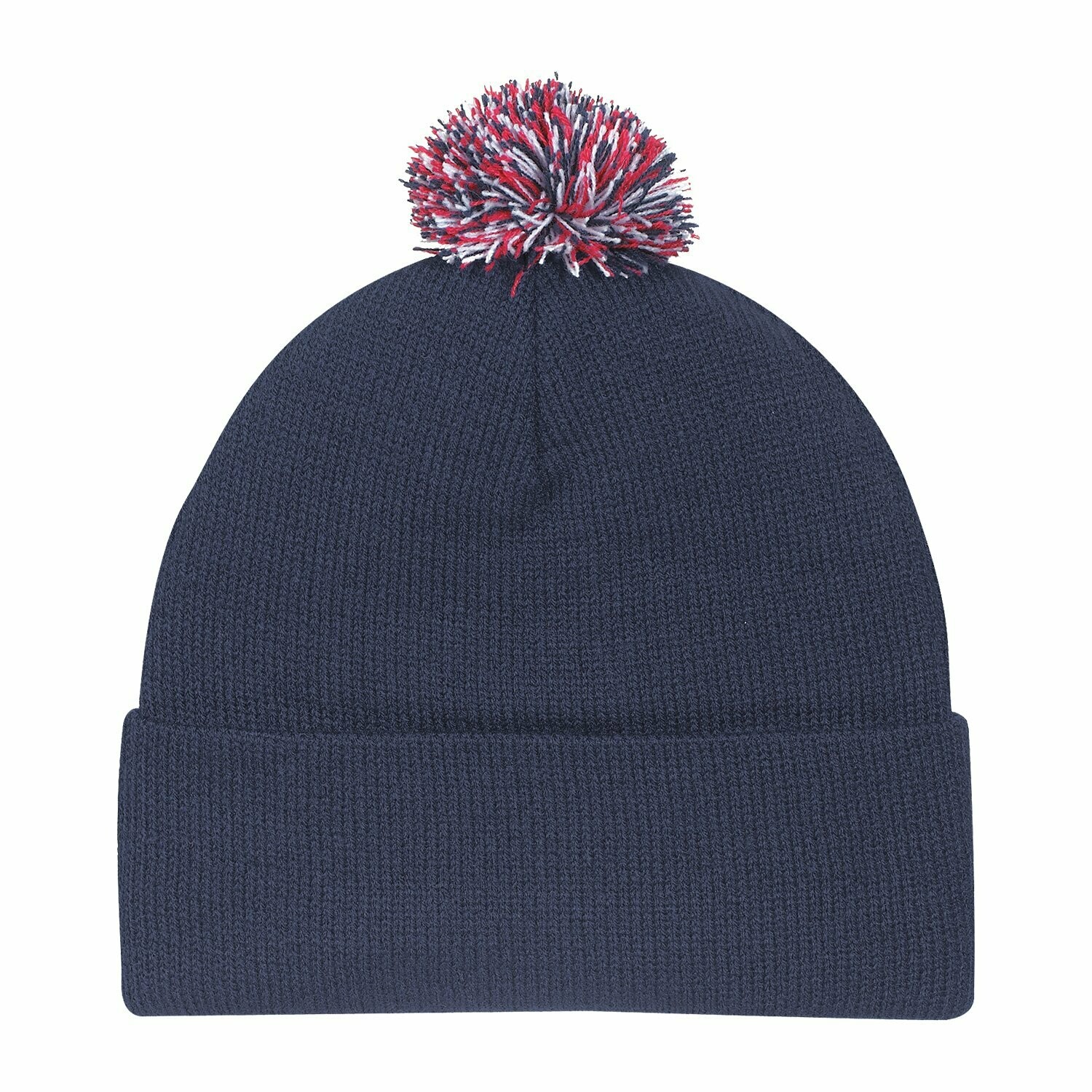 Acrylic Cuff Toque, Colours: Navy/Red/White