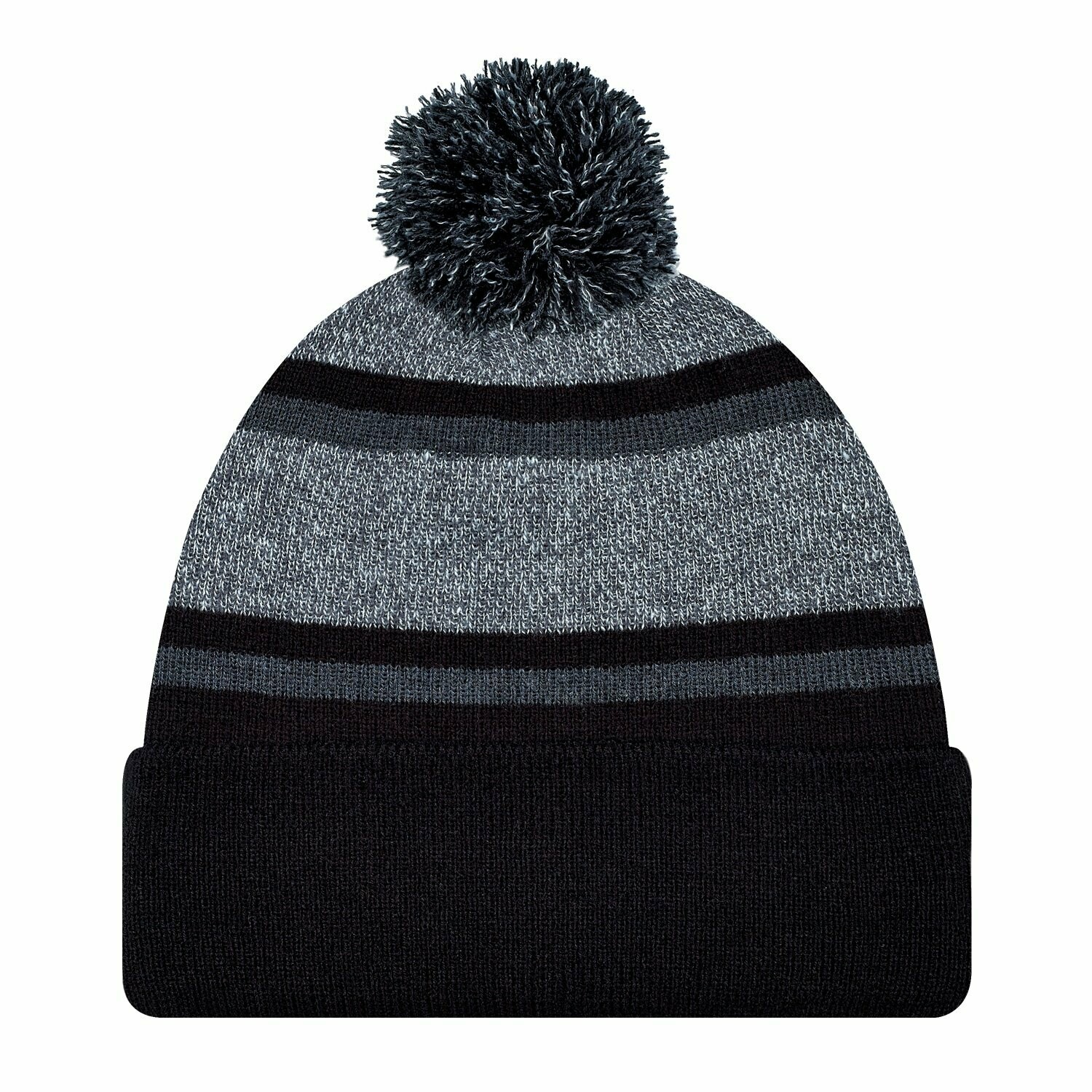 Acrylic Cuff Toque (Pom Pom 8cm), Colours: Black/Charcoal