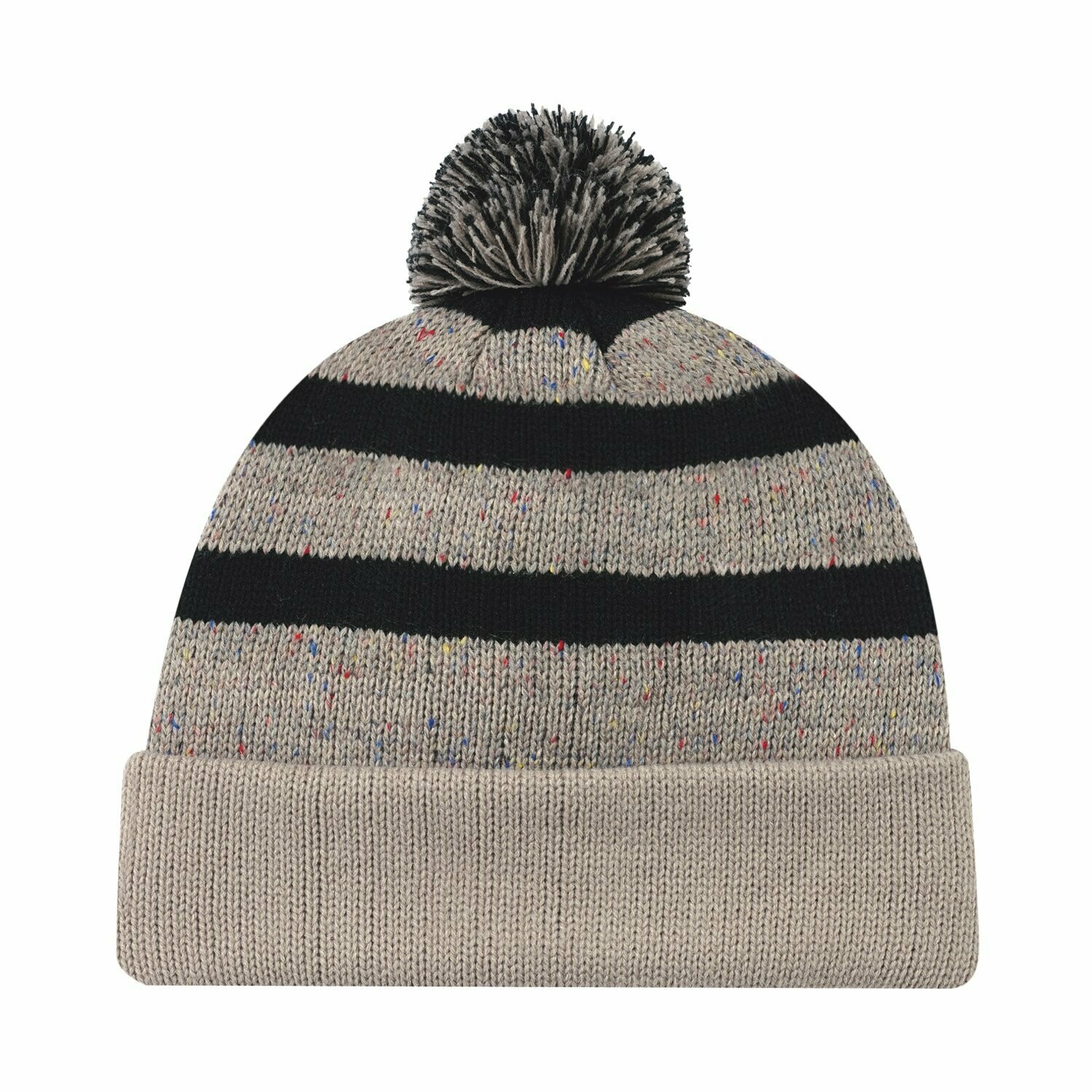 Acrylic Cuff Toque (Pom Pom 8cm), Colours: Oatmeal/Black