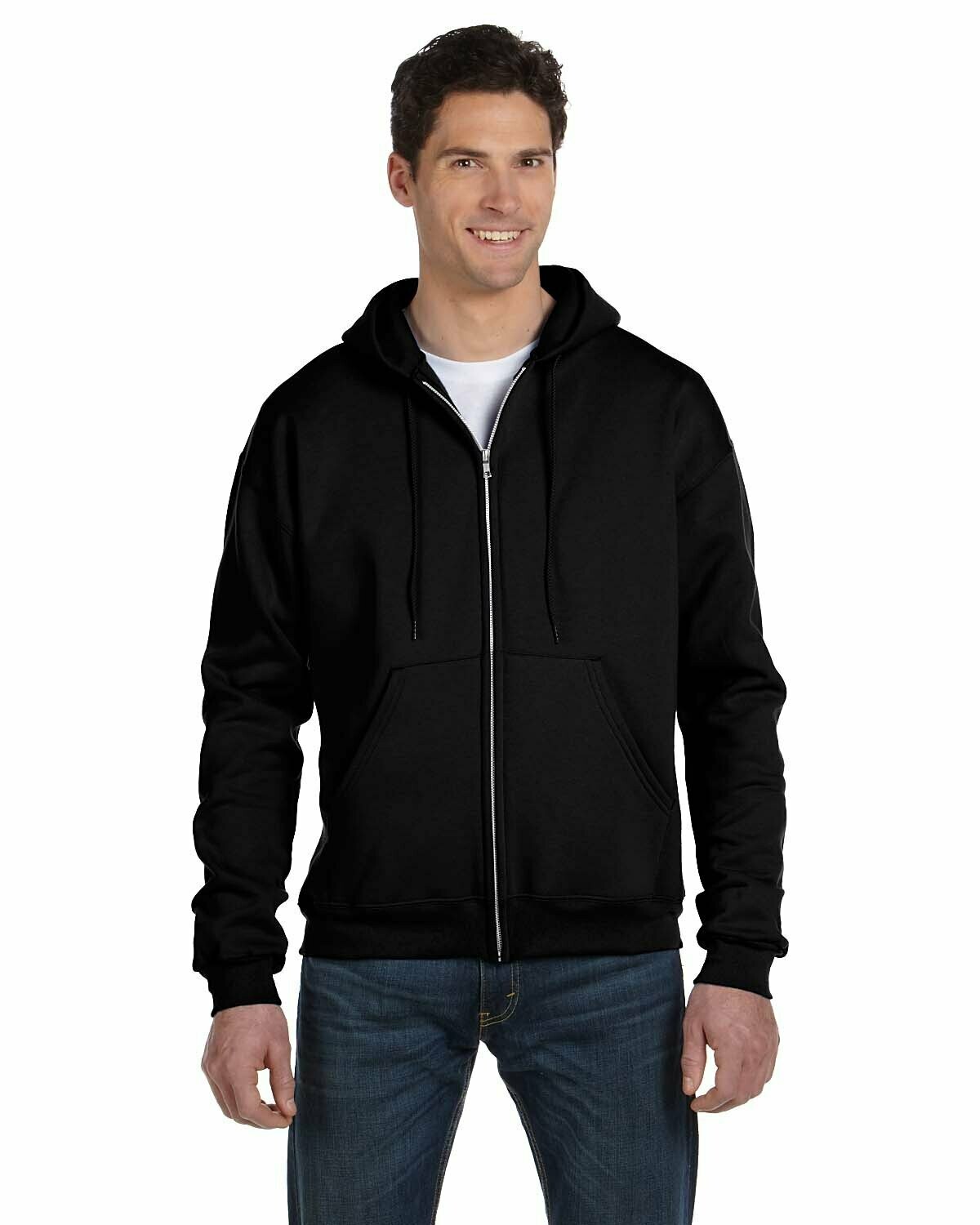 Adult 9 oz. Double Dry Eco® Full-Zip Hooded Sweatshirt, Colours: Black