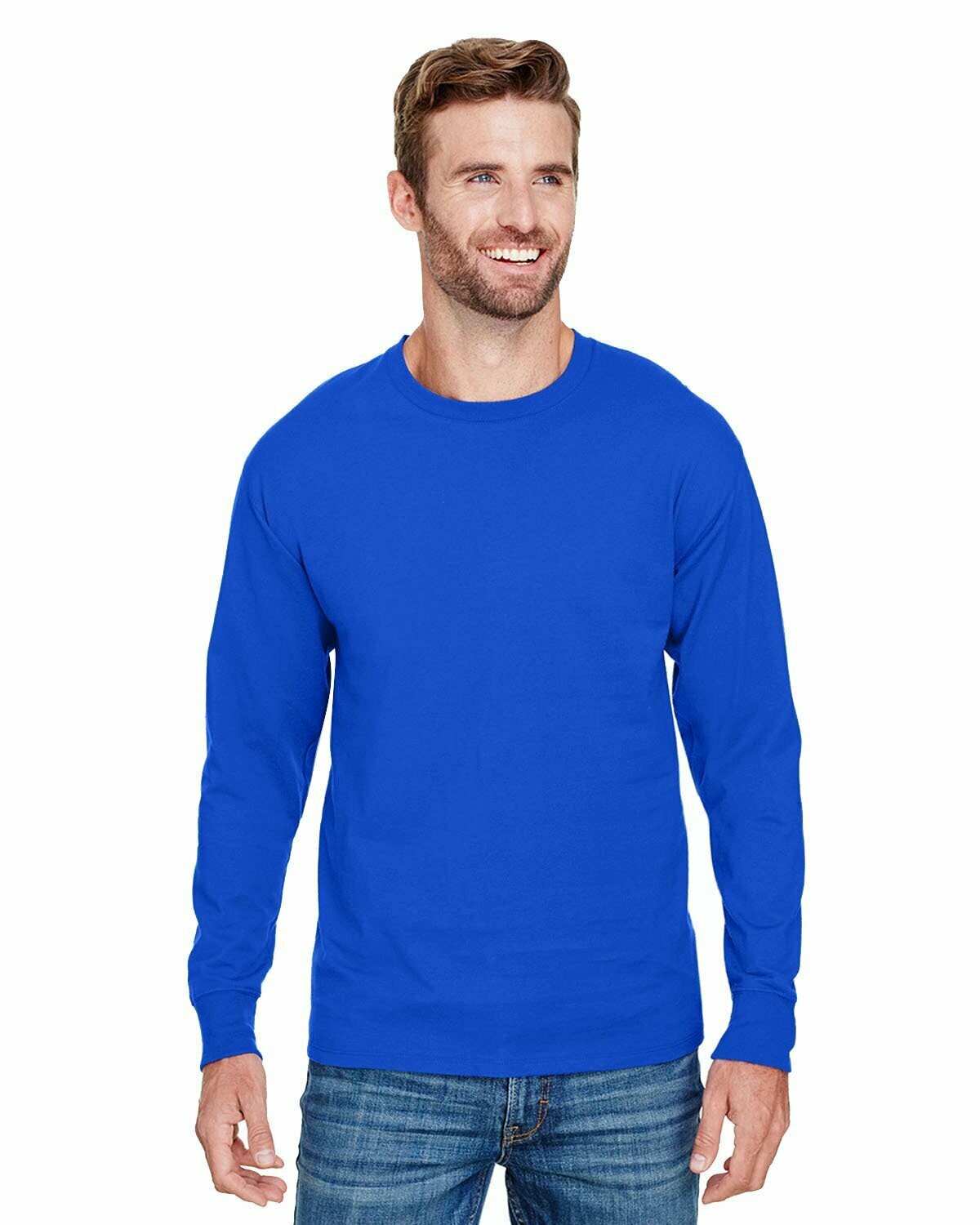 Adult Long-Sleeve Ringspun T-Shirt, Colours: Royal