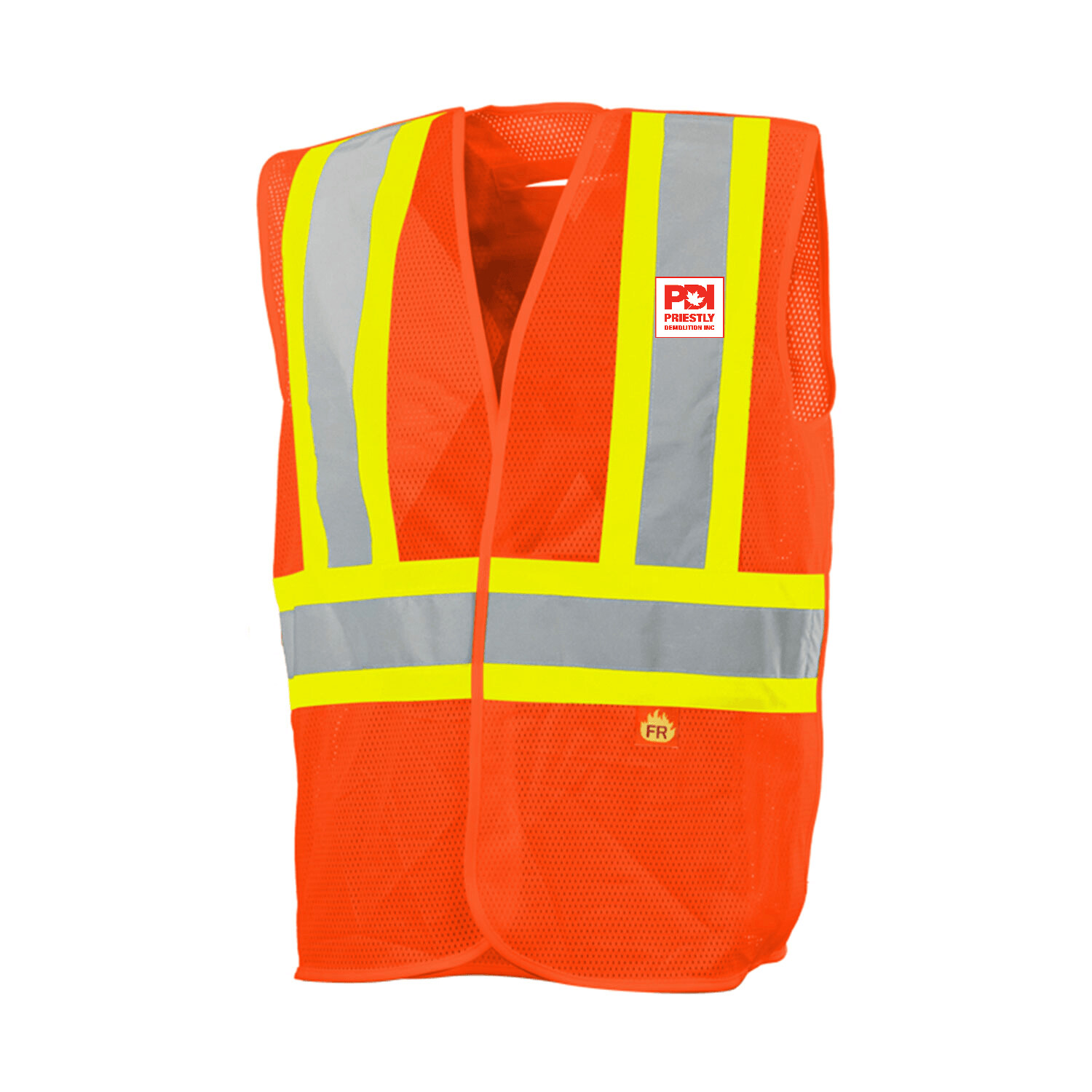 Tearaway FR Mesh Traffic Vest, 4" Refl. Tape, Colours: Orange