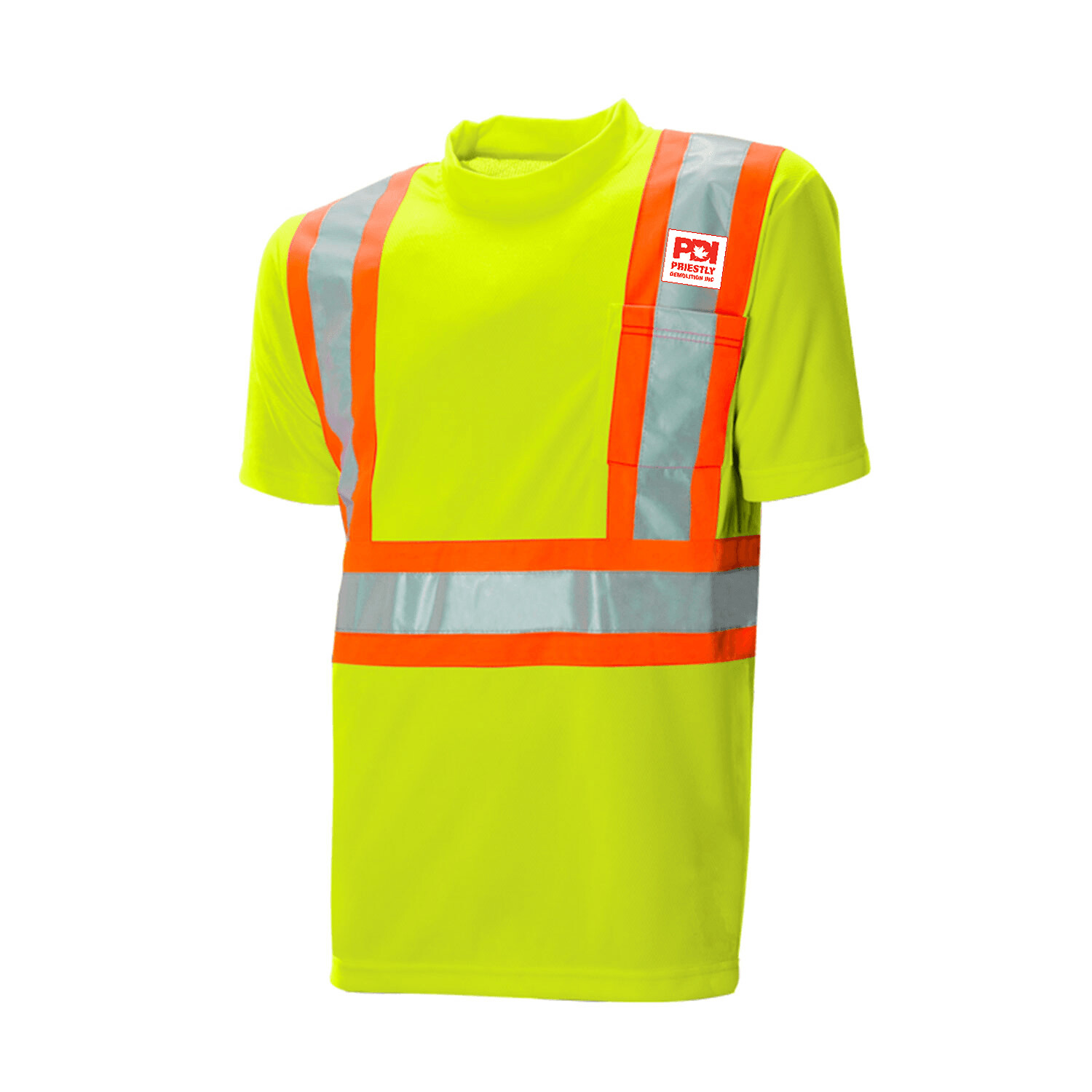 Traffic T-Shirt, Polyester, 4" Refl. Tape, Colours: Lime Green