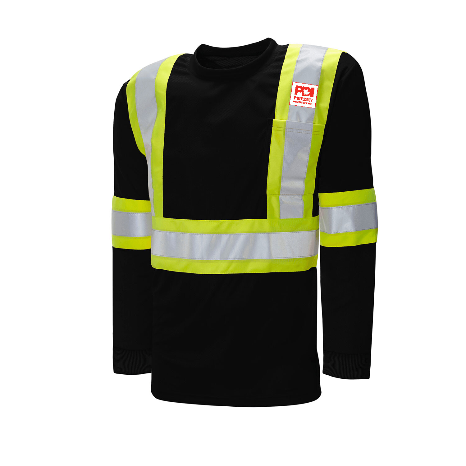 Traffic T-Shirt, Cotton, Long Sleeve with Rib Cuff, 4" Refl. Tape, Colours: Navy