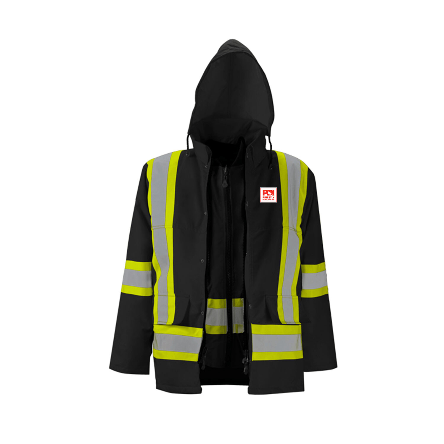 6-in-1 Winter Traffic Parka, 4" Refl. Tape, Colours: Black