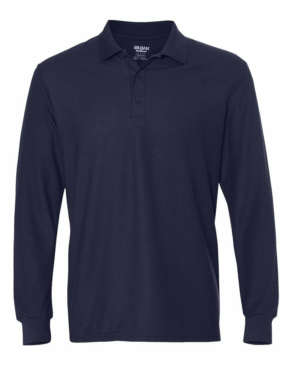 DryBlend® Double Piqué Long Sleeve Sport Shirt, Colours: Navy