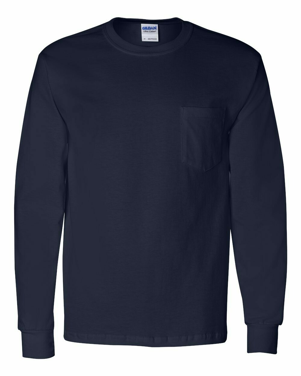 Ultra Cotton® Long Sleeve Pocket T-Shirt, Colours: Navy