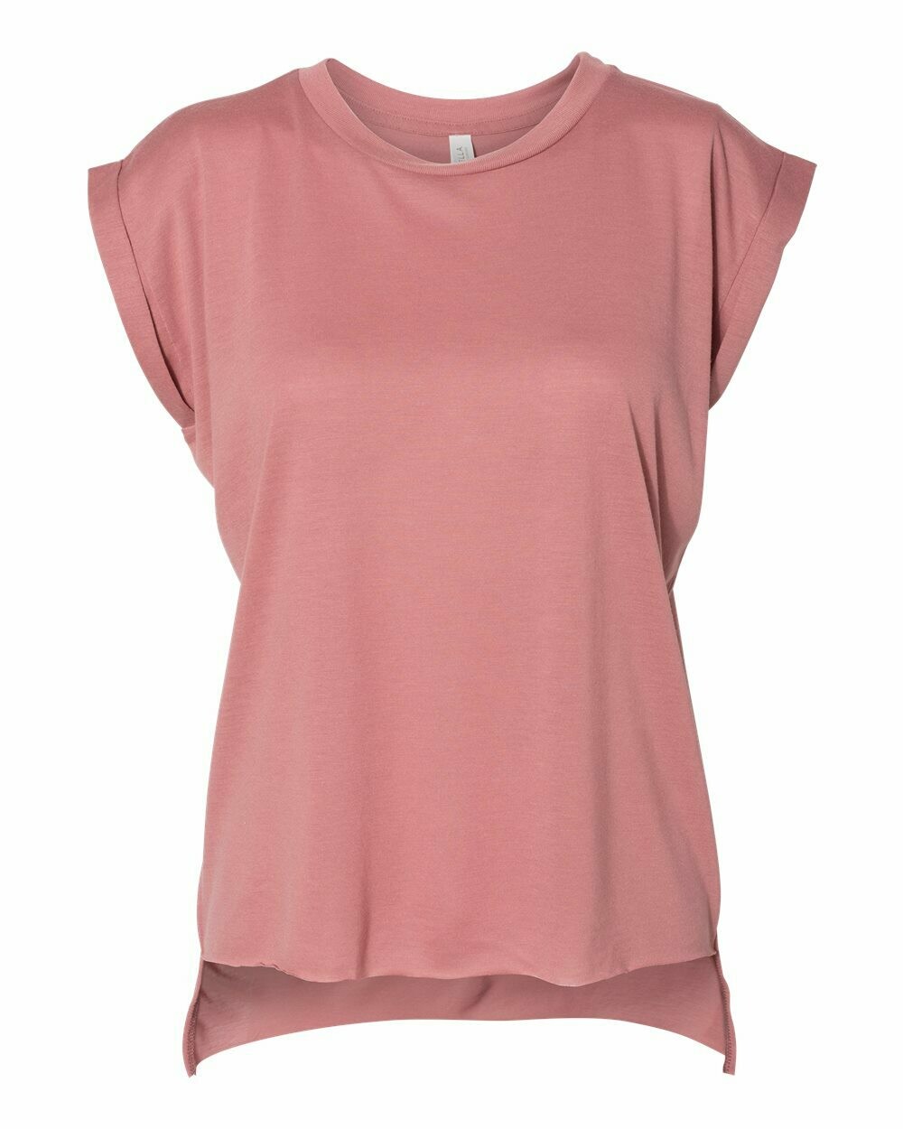 Women’s Flowy Rolled Cuffs Muscle Tee, Colours: Mauve