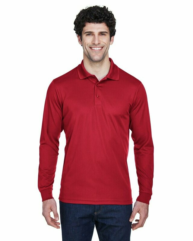 Men's Pinnacle Performance Long-Sleeve Piqué Polo, Colours: Red