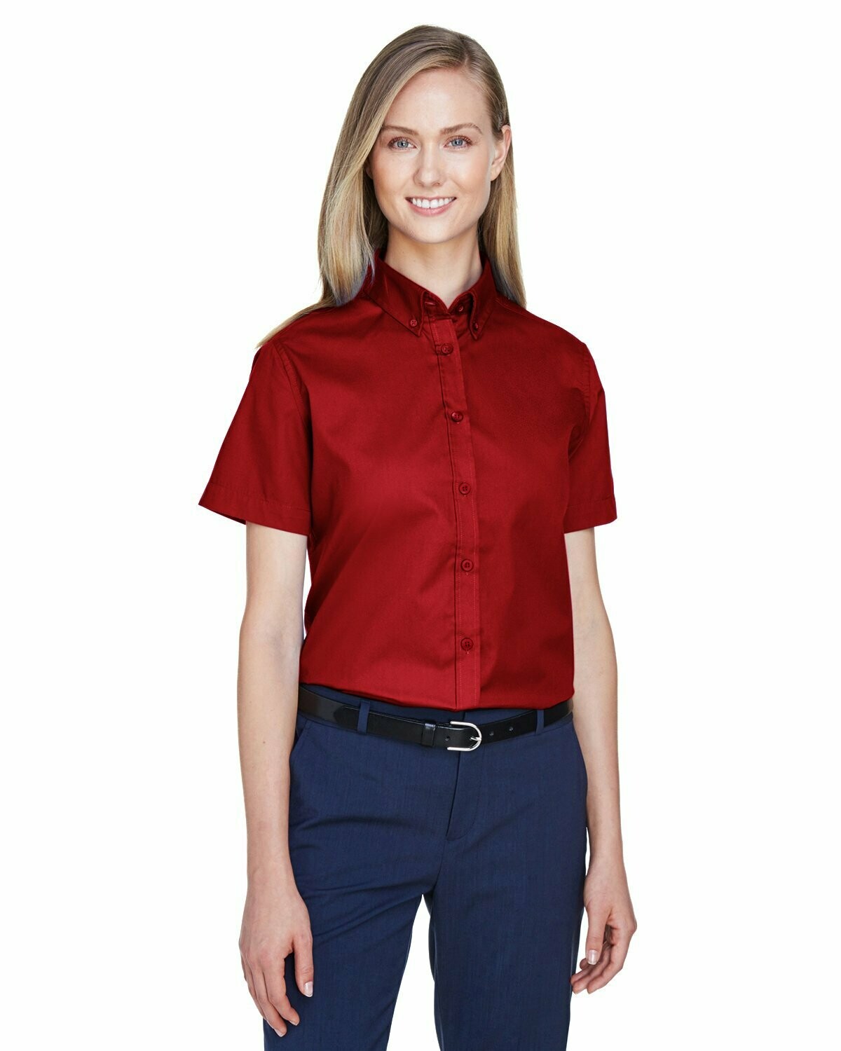 Ladies' Optimum Short-Sleeve Twill Shirt, Colours: Red